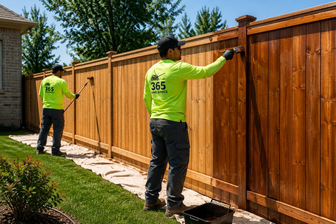 Fence staining and sealing before and after in Forney TX
