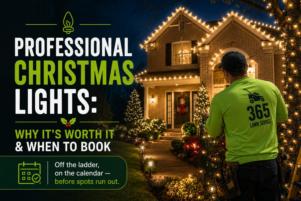 Professional Christmas light installation on a home roofline in Rockwall TX